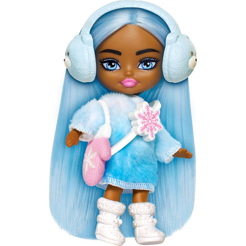 Barbie Extra Mini Minis Travel Doll with Blue Hair, Ombre Sweater Dress, Pa
