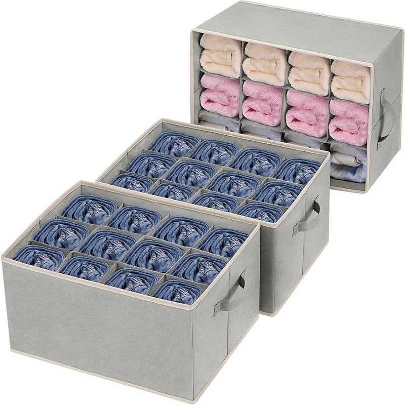 3 Pcs 12 Cell Large Size Pants Organizers For Clothes, Jeans, Sweater, T-Shirt,