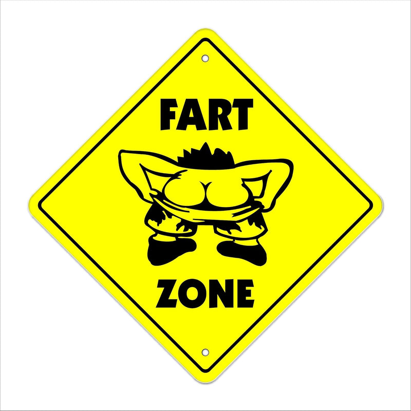 Fart Crossing Sign Zone Xing | Indoor/Outdoor | 12" Tall Plastic Sign No Farti