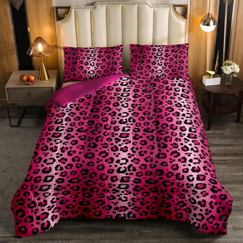 Leopard Print Comforter Women Cheetah Print Comforter Set For Kids Girls Pink