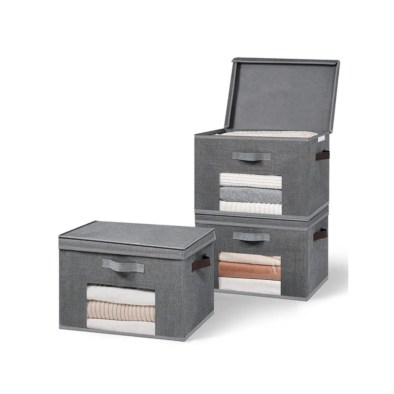 Large Fabric Storage Bins With Lids, Collapsible Storage Box Closet Organizers A