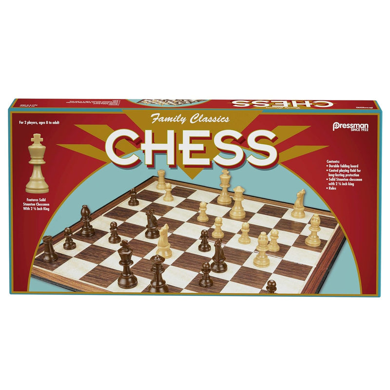 Family Classics Chess By - With Folding Board And Full Size Chess Pieces