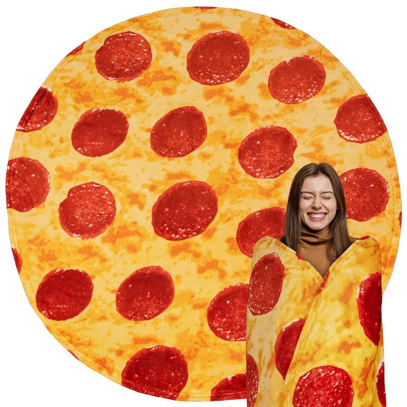 Pizza Blanket, Double Sided Realistic Pepperoni Cheese Pizza Throw Blanket Wra