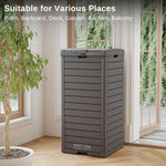 31 Gallon Outdoor Trash Can, Waterproof Resin Garbage Can with Tiered Lid and Drip Tray, Outside Trash Bin for Patio, Kitchen, Backyard, Deck, Gray