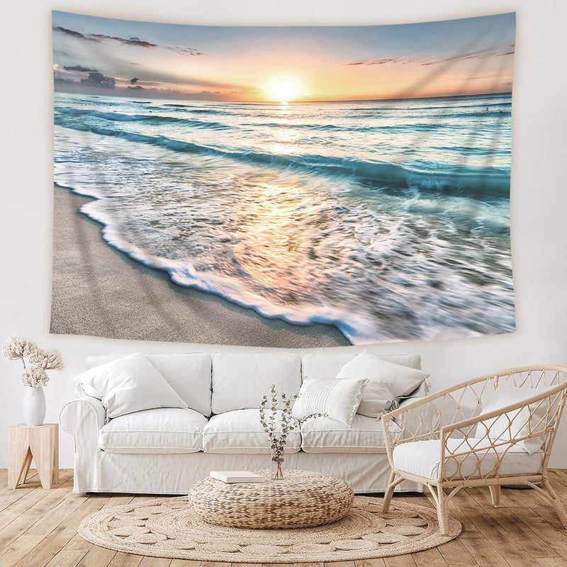 Beachsunset Sunrise Wall Blankets Decor Fabric Hanging Dorm Room Tapestry 60Hx
