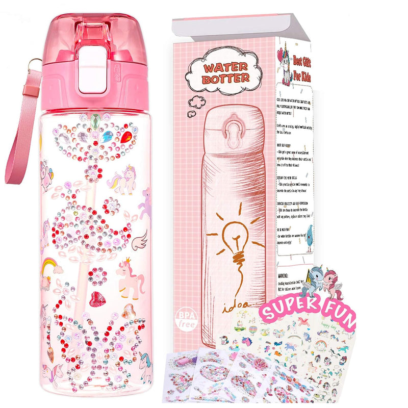 20 oz Decorate Your Own Water Bottle Kit with Glitter Gems & Unicorn Stickers