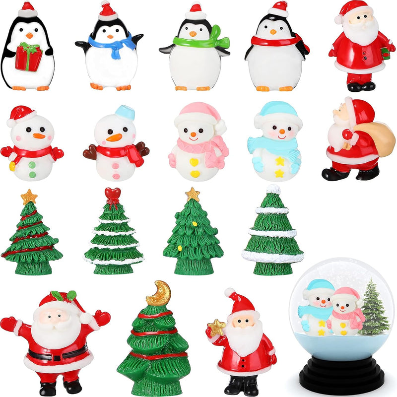 17 Pieces Christmas Miniature Ornaments For Snow Globe Mini Resin Christmas Or