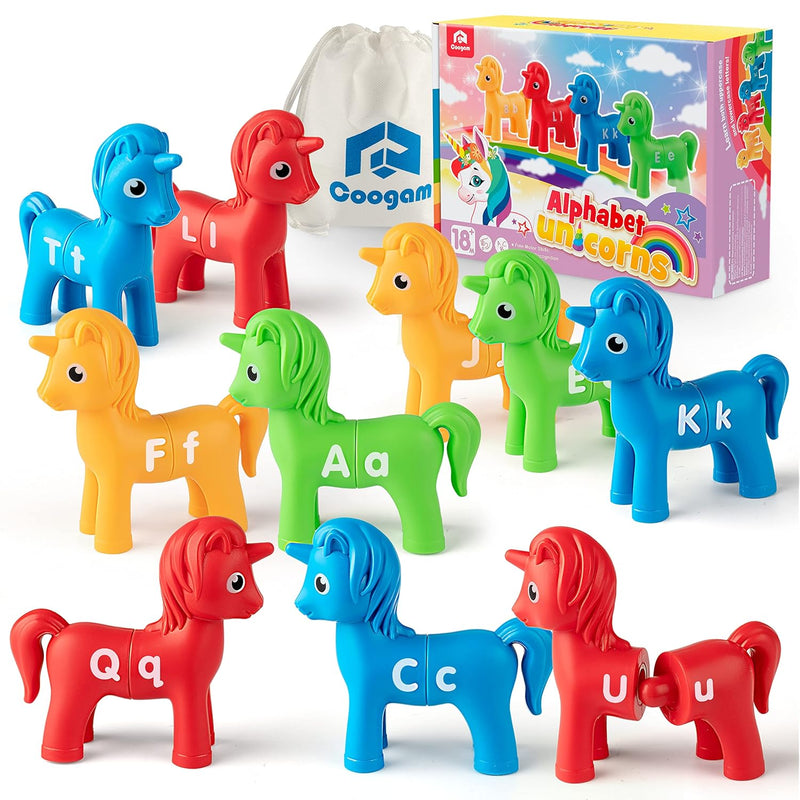 Coogam Unicorn Uppercase & Lowercase Letters Matching Game,13pcs Double-Sid