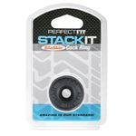 Perfectfit Brand Stackit Cock Ring, Stackable, Silaskin, Stretchy, Comfortable, Snug Fit, Black