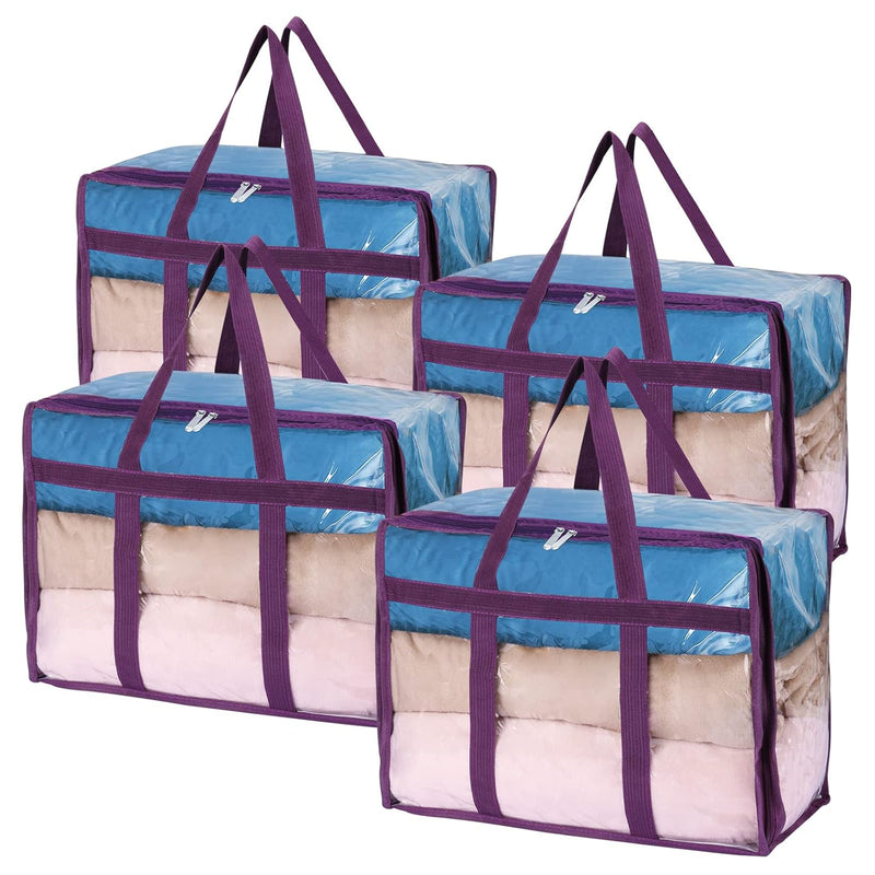 Clear Clothes Storage Bags Pvc Organizers With Reinforced Handle 18X15X9In Vinyl