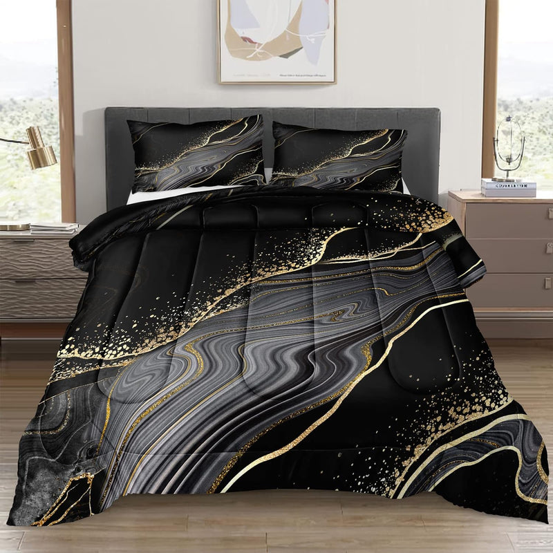 Black And Gold Marble Comforter Set Queen Black Comforter Abstract Marble Text