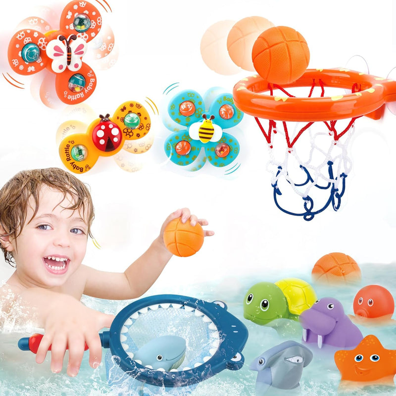 Bath Toys Playset, Fun Basketball Hoop & Balls, Bathtub Pool Shooting Game