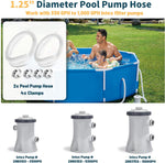 1.25" Pool Hose Replacement for Intex Pump - 59" Long Hose for Above Ground Pools 330GPH 530GPH 1000GPH Filter Pump (2 Hoses with 4 Clamps)