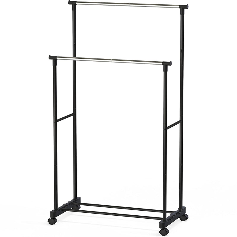 Double Rod Portable Clothing Hanging Garment Rack