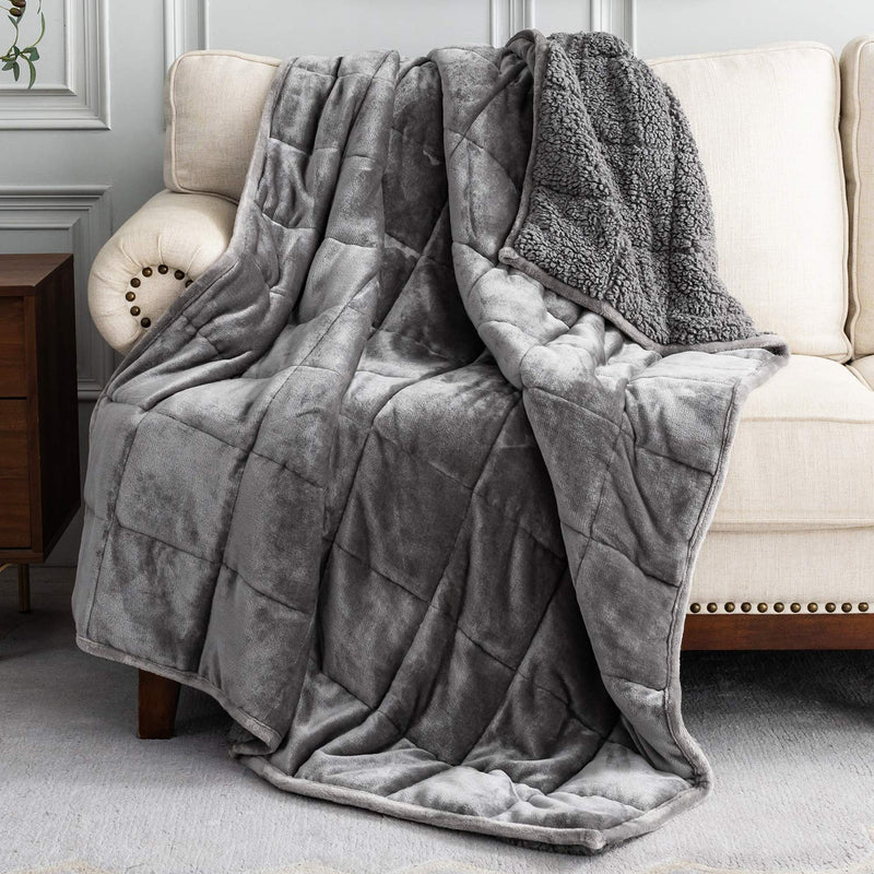 Weighted Blanket Queen Size 15Lbs 60X80 Inches, Sherpa Weighted Blankets With
