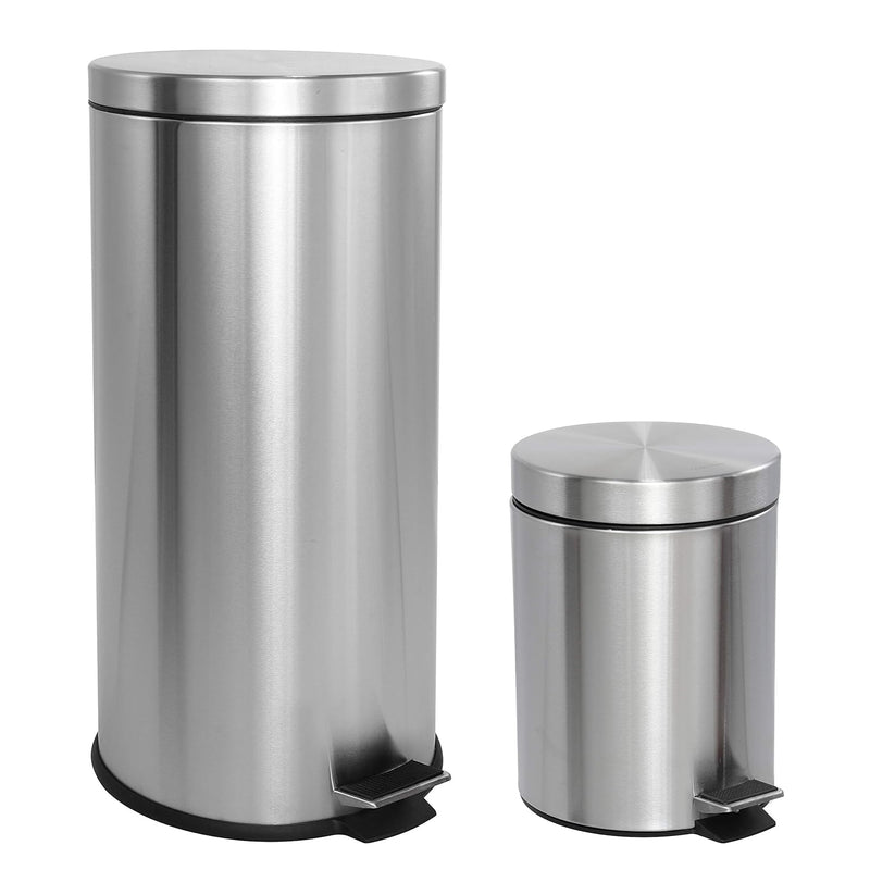 Hpm1000A Oscar 8-Gallon Step-Open Trash Can With Free Mini Trash Can, Modern, Fi