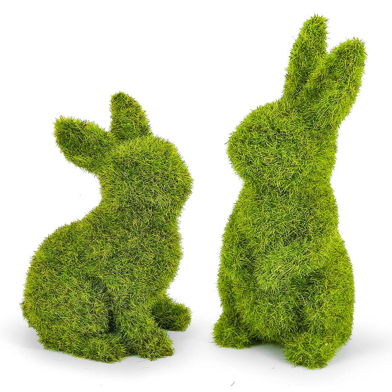 Easter Bunny Decorations,Resin Moss Bunny Figurine,Garden Artificial Moss Rabb