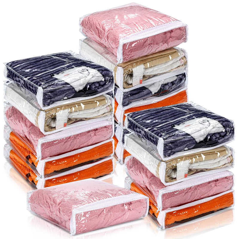 16 Pcs Clear Vinyl Zippered Storage Bags Sweater Storage Bags Plastic Storage Ba