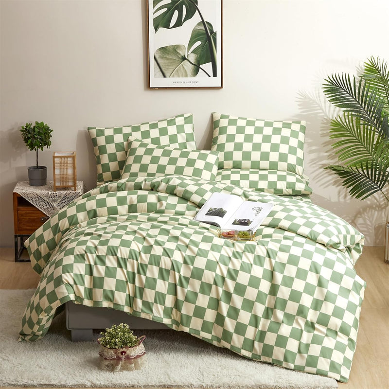 Green Checkered Comforter Set King Green White Bedding Comforter Sets Plaid Be