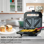 Electric Sandwich Maker with Non-Stick Plates, Indicator Lights, Cool Touch Handle, Easy to Clean and Store, Perfect for Cooking Breakfast, Grilled Cheese, Tuna Melts and Snacks, Black