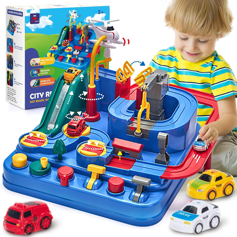 3 Year Old Boy Toys - Car Toys - Puzzle Track Rescue Racer Game Magnetic He