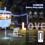 White Battery Operated String Lights Outdoor Waterproof, 33Ft 100 Led Battery Power Christmas Lights Indoor, 8 Modes Twinkle Fairy Mini Lights With Remote For Wedding Bedroom Tree
