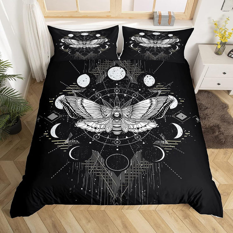 Death Moth Duvet Cover Set Queen Size Galaxy Sun And Moon Comforter Cover Boho