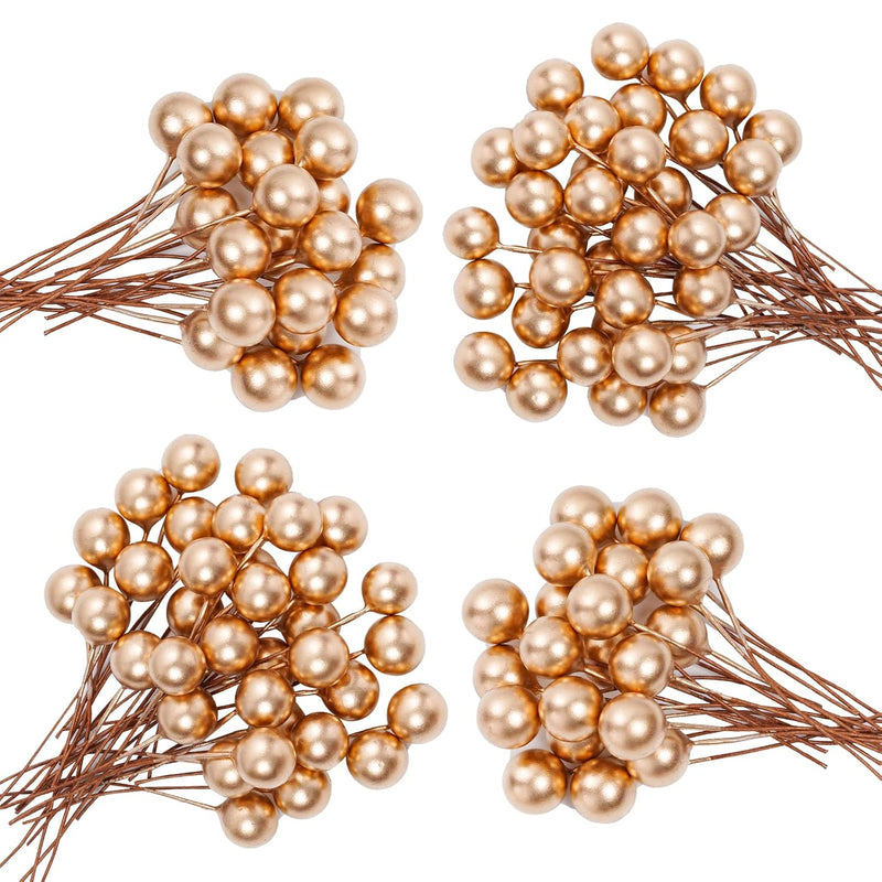 200Pcs Artificial Holly Berries Mini 10 Mm Christmas Fake Berries With Wire St