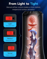 Manual Male Masturbator with Deep Textured Sleeve and Adjustable Suction