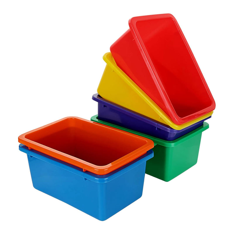 6 Pack Small Multi-Purpose Plastic Storage Bins, Stackable Cubby Bin Storage Bin