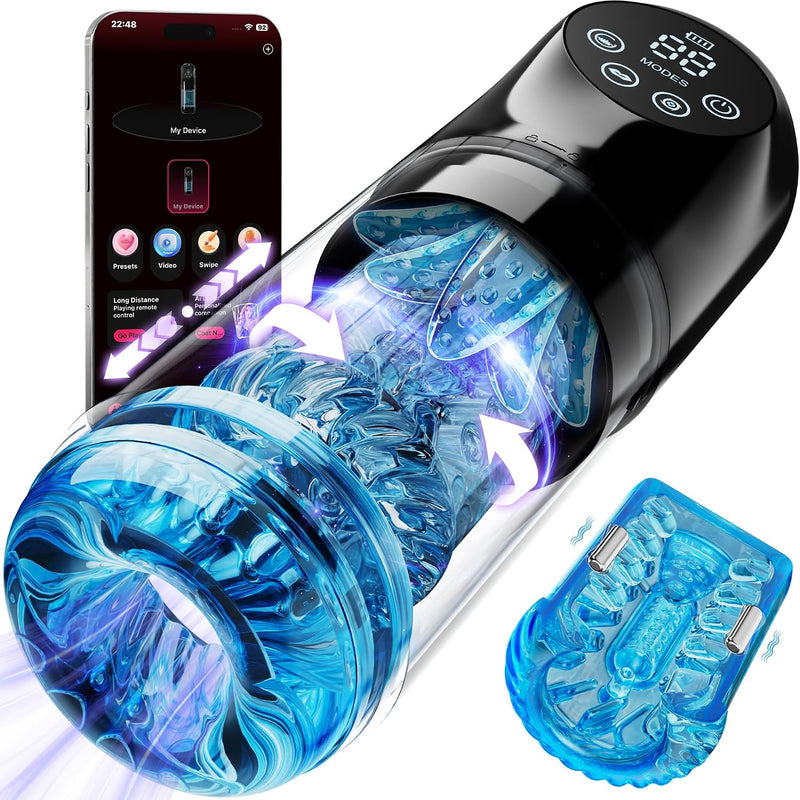 Male Masturbator with AI App Control, Vibration, Suction & Thrust Modes