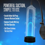 Blush Male Penis Pump Performance Vx101 - Beginner 9" Penis Enlargement Vacuum Pump - Synthetic Rubber Ball Pump For More Suction - Soft Comfortable Sleeve - Ed Support - Adult Sex Toy For Men - Clear