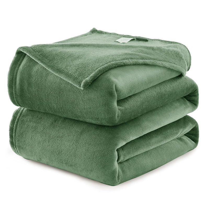 Fleece Blanket Throw Forest Green - 300Gsm Soft Lightweight Microfiber Flannel