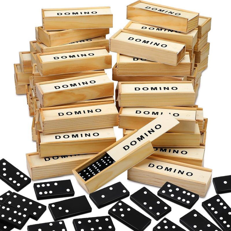 Hungdao 24 Pack Mini Dominoes Set Bulk Double 6 Dominoes Wooden Miniature C