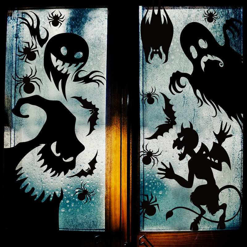 Halloween Window Cling Sticker,Giant Spooky Monster Silhouette Window Decal Fo