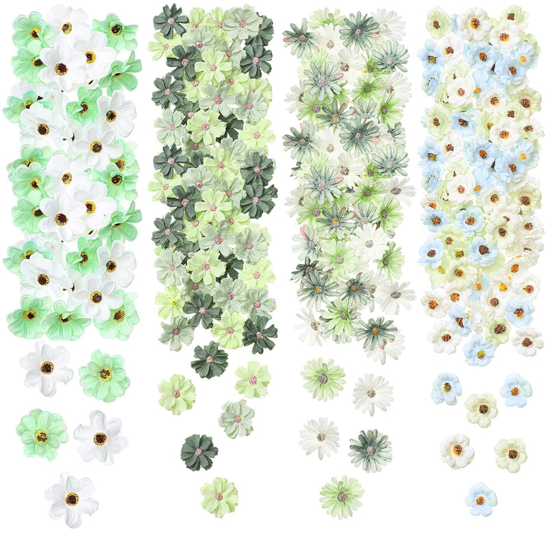217 Pieces Flower Mini Silk Heads Fake Rose Daisy Faux Flowers For Crafts Rose