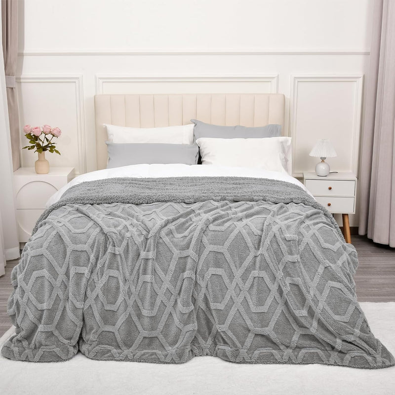 Warm Sherpa Fleece Blanket King Size, Fuzzy Soft Cozy Blanket For Couch, Sofa
