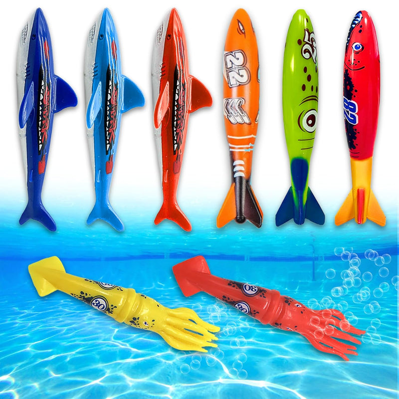 Diving Torpedo Pool Toys: Underwater Sinking Sharks, Squids, And Torpedoes