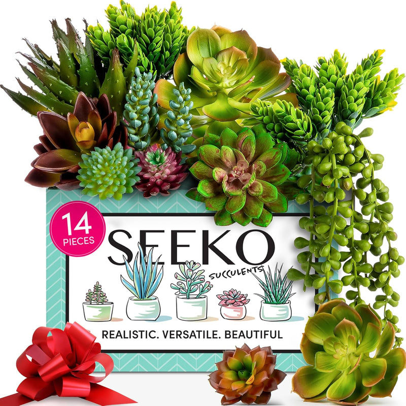 Seeko Artificial Succulents (14 Pack) - Premium Succulent Plants Artificial -