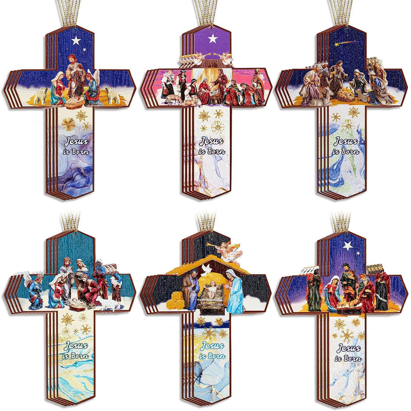 24 Pieces Nativity Ornaments For Christmas Tree Religious Christmas Ornaments