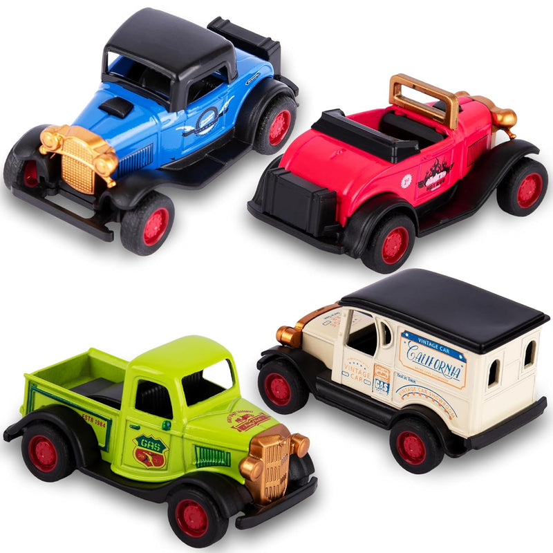ArtCreativity Diecast Pull Back Cars - Set of 4 Toy Cars - Pull Back Metal