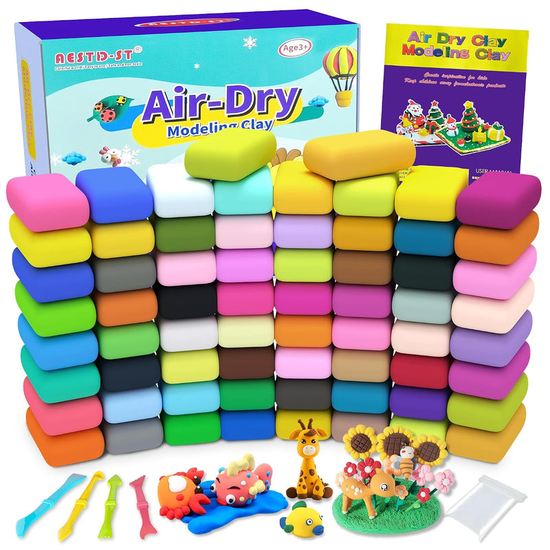 66 Color Air Dry Clay Set for Kids & Adults, Soft Modeling Clay for DIY Art