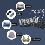 Pants Hangers with Clips 20 Pack Adjustable Skirt Hangers for Women Non-slip Trousers Hanger for Jeans Clothes Hangers for Pants Heavy Duty Space Saving Shorts Hangers,Black,12Inch