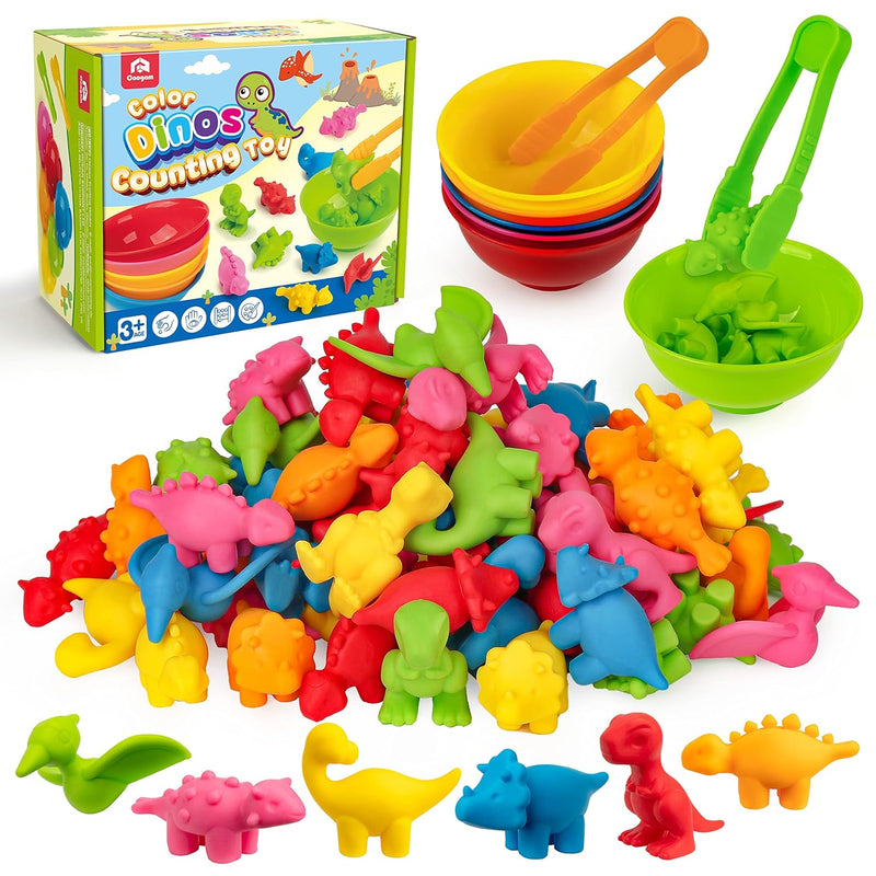 Coogam Counting Dinosaur Sorting Toy Set, Color Matching Classification Gam