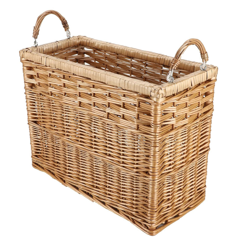 Natural Wicker Storage Basket With Built-In Handles Stair Basket Magazine Basket