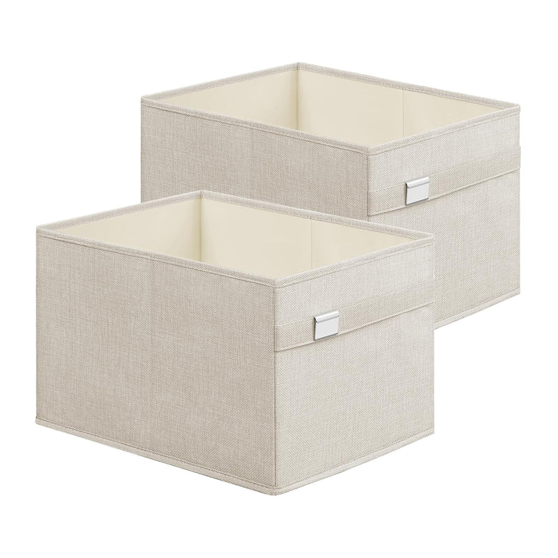 Storage Baskets, Set Of 2 Storage Bins, 2 Handles, 15.7 X 11.8 X 9.8 Inches, Oxf