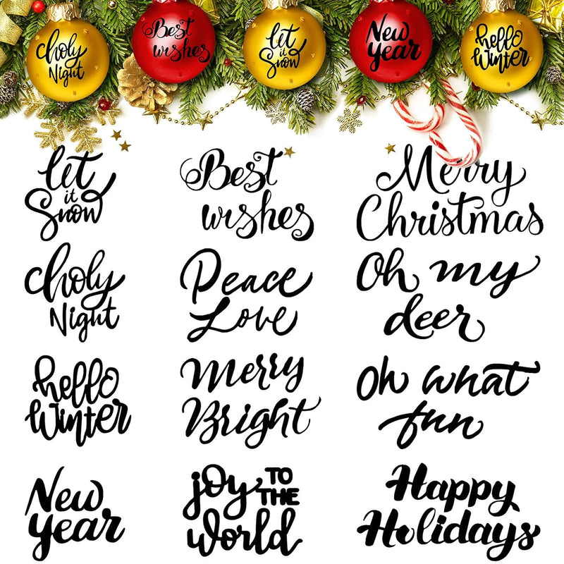 24 Sheets Christmas Words Vinyl Decals Holiday Letter Greeting Sticker Christm