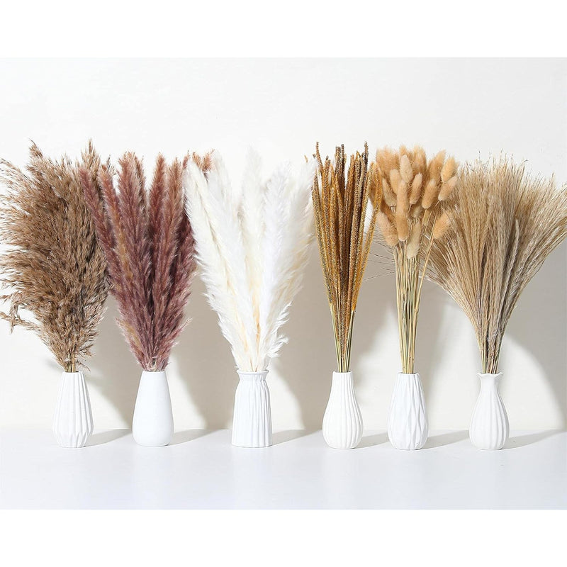 135Pcs Dried Pampas Grass Decor, Boho Home Decor, Mini Bunny Tails Dried Flowe
