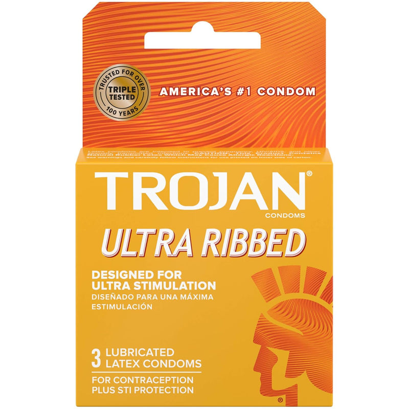 Stimulations Ultra Ribbed Lubricated Condom, 3Ct