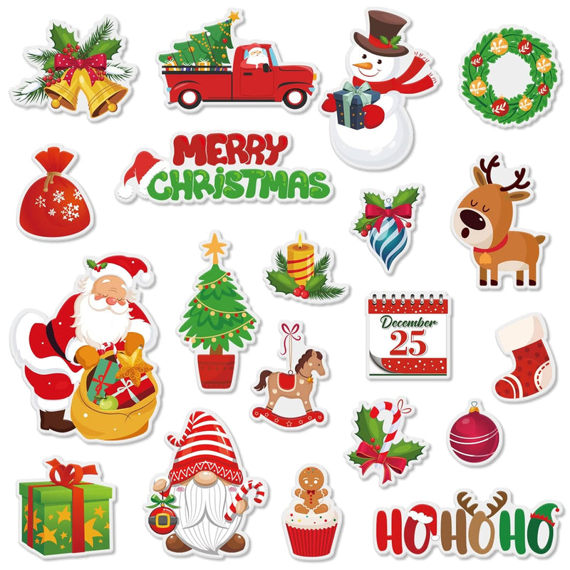 40Pcs Christmas Thick Gel Clings Cute Santa Claus Snowman Elk Gnome Window Gel